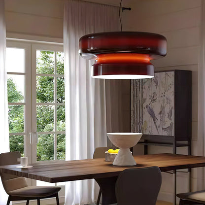 Glass Sphere Hanging Light Fixture LED Adjustable Height Brown 16 Inch Modern Ceiling Lamp for Kitchen Island Dining Room Breakfast Nook Liv