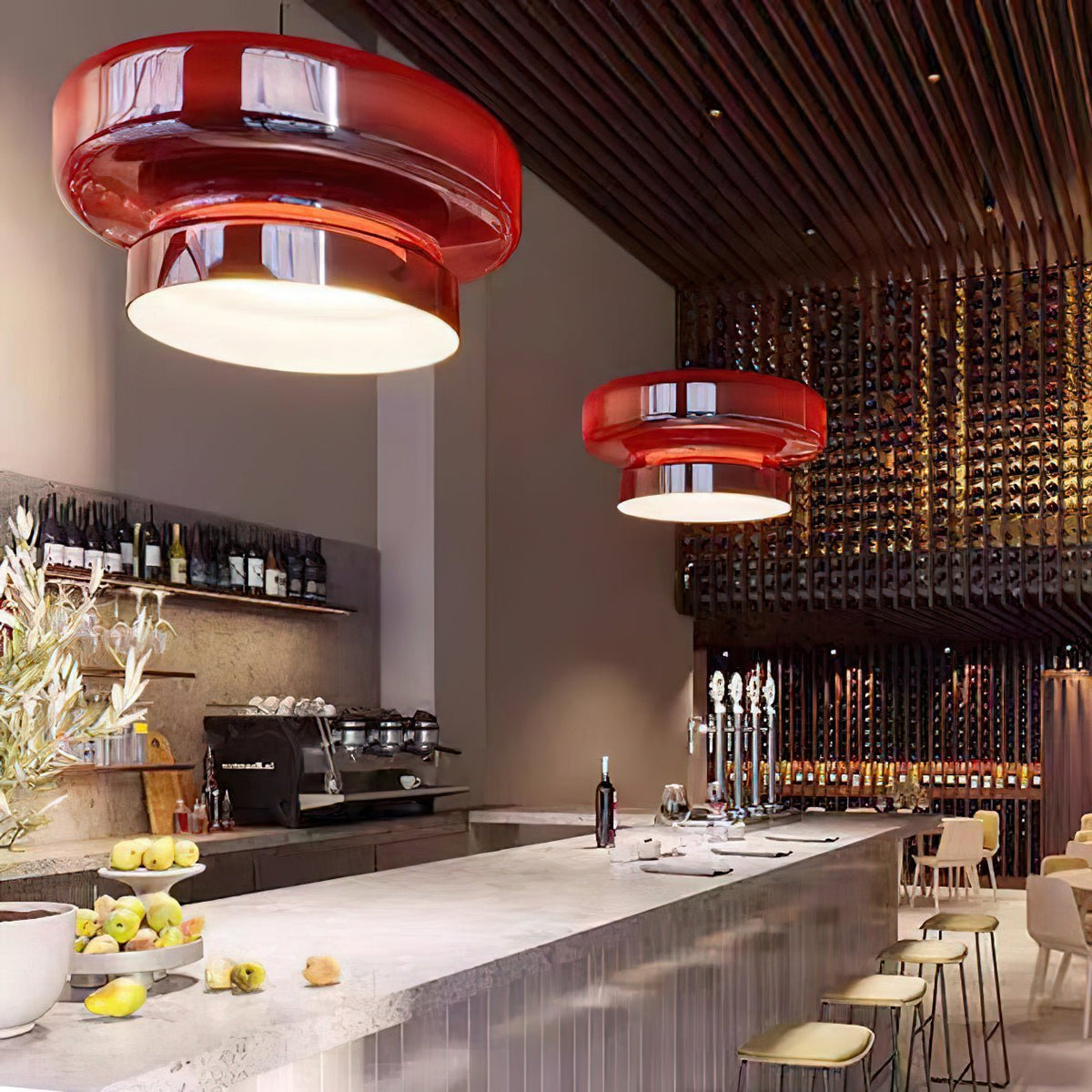 Glass Sphere Hanging Light Fixture LED Adjustable Height Brown 16 Inch Modern Ceiling Lamp for Kitchen Island Dining Room Breakfast Nook Liv