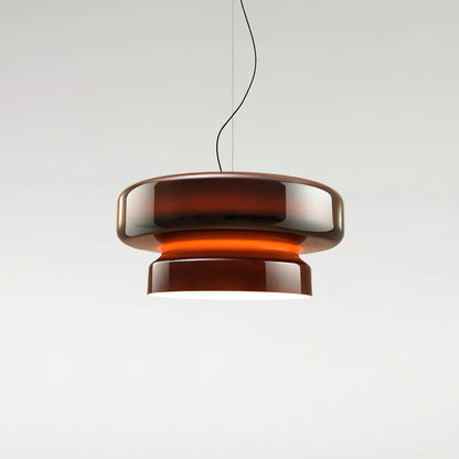 Glass Sphere Hanging Light Fixture LED Adjustable Height Brown 16 Inch Modern Ceiling Lamp for Kitchen Island Dining Room Breakfast Nook Liv