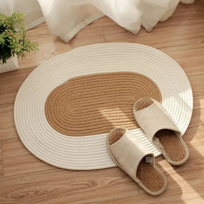 Brynley Area Rug - Washable Braided Hemp, Boho Oval Design