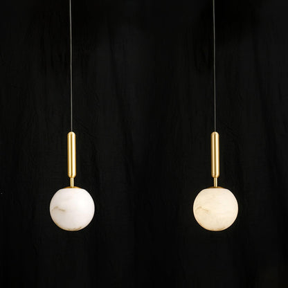 Brass & Stone Globe Ceiling Light 5-Inch for Kitchen Island Dining Room Warm Glow Task Lighting