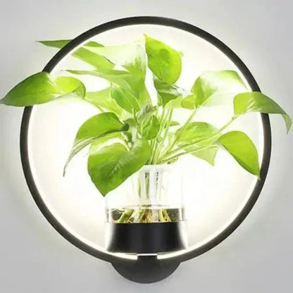 Indoor Wall Sconce with Live Plant Holder – Iron & Glass Botanical Light Fixture for Living Room, Bedroom, Hallway, Office – Modern