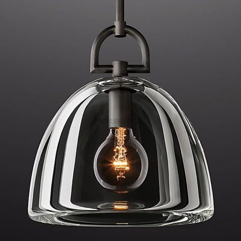 Glass Dome Hanging Light Fixture Adjustable Height Kitchen Island Pendant 7-14 Inch Ceiling Downlight