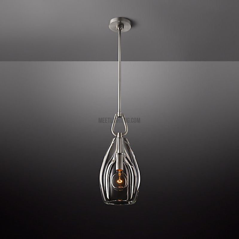 Crystal Glass Cylinder Pendant Light Adjustable Height Brass Nickel Bronze Finish Dining Room Kitchen Island
