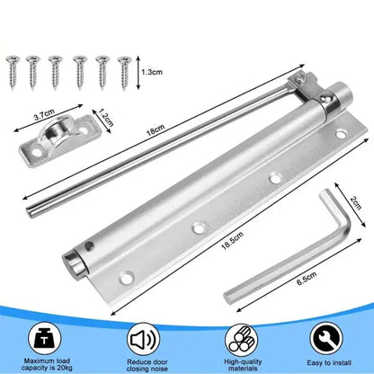 Automatic Door Closer with Adjustable Force, Stainless Steel Spring Door Closer for Fire Doors and Gates