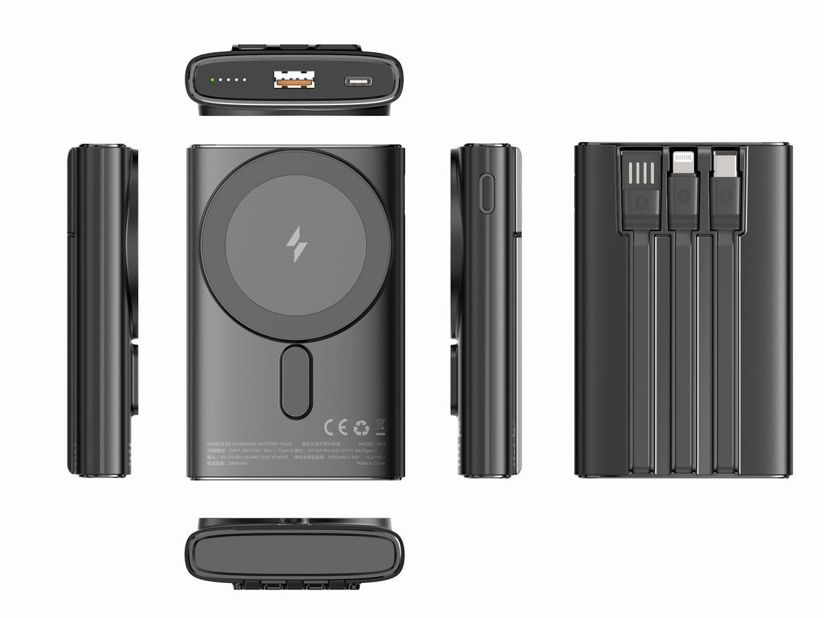 Portable High-Performance Power Bank with Cable Management | Fast Charging for Mobile Devices