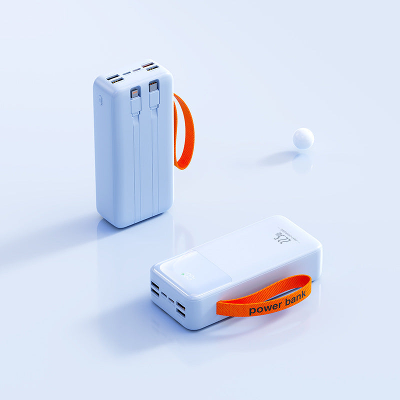 Portable Power Bank with Fast Charging & Integrated Cables | High Capacity for On-the-Go Charging