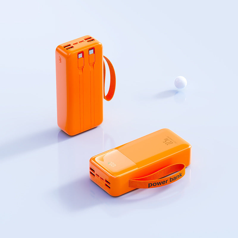 Portable Power Bank with Fast Charging & Integrated Cables | High Capacity for On-the-Go Charging