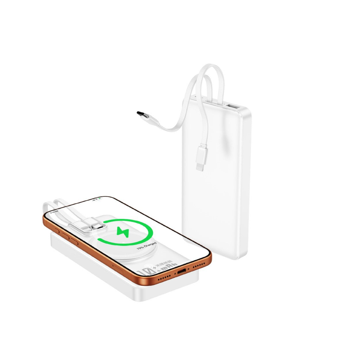 Portable Power Bank with Inductive Charging & Digital Display | Compact Design for On-the-Go Charging