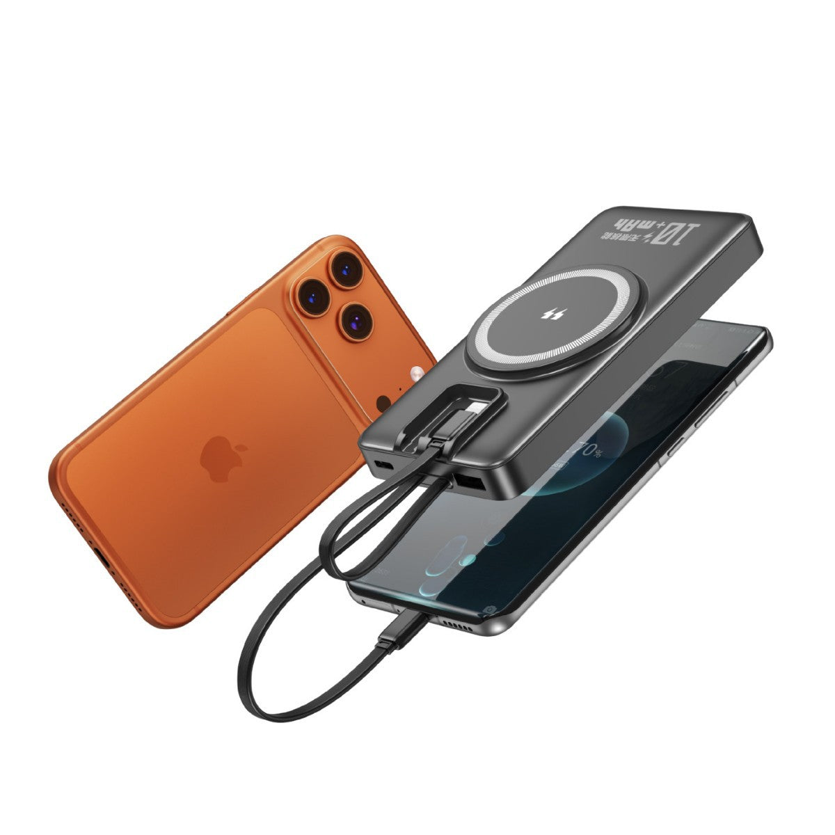 Portable Power Bank with Inductive Charging & Digital Display | Compact Design for On-the-Go Charging