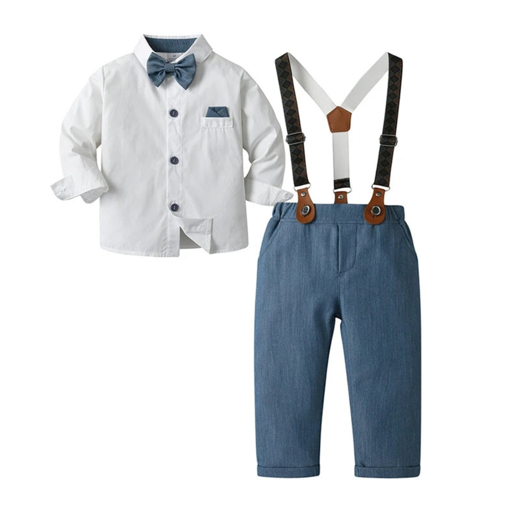Boys 3-Piece Formal Suit Set with Shirt, Vest, Pants & Bow Tie for Weddings, Parties & Special Occasions | Soft Cotton Dress Outfit