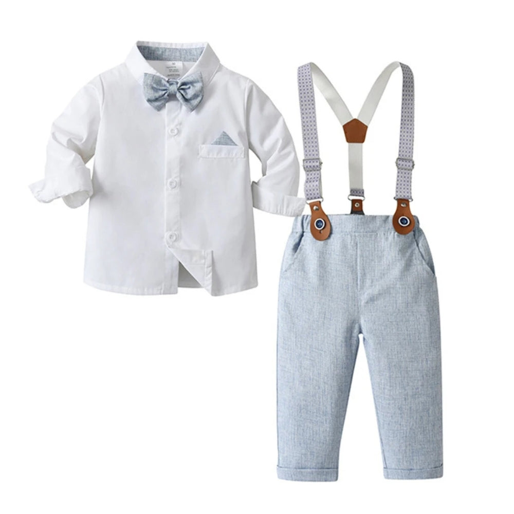 Boys Formal 3-Piece Suit Set with Shirt, Vest, Pants & Bow Tie for Weddings, Parties, Special Occasions | Toddler Kids Dress Outfit