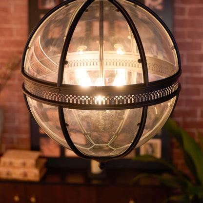 Spherical Glass Shade Ceiling Light E12 Socket Hardwired Overhead Fixture for Dining Table Kitchen Island Breakfast Nook Modern Farmhouse