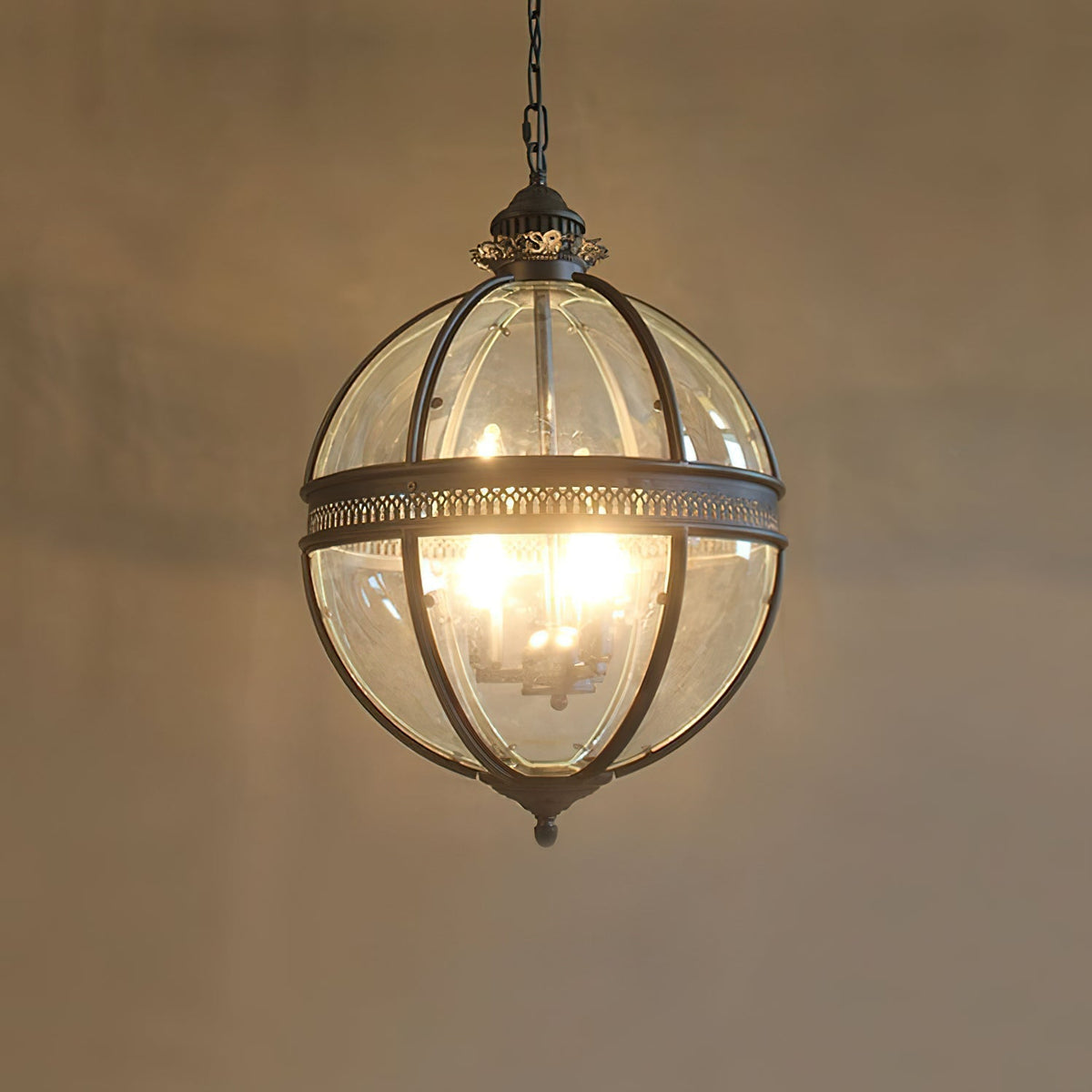 Spherical Glass Shade Ceiling Light E12 Socket Hardwired Overhead Fixture for Dining Table Kitchen Island Breakfast Nook Modern Farmhouse