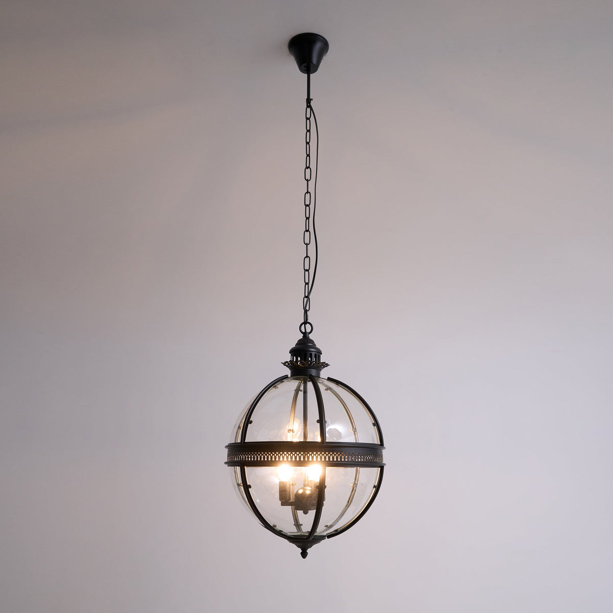 Spherical Glass Shade Ceiling Light E12 Socket Hardwired Overhead Fixture for Dining Table Kitchen Island Breakfast Nook Modern Farmhouse