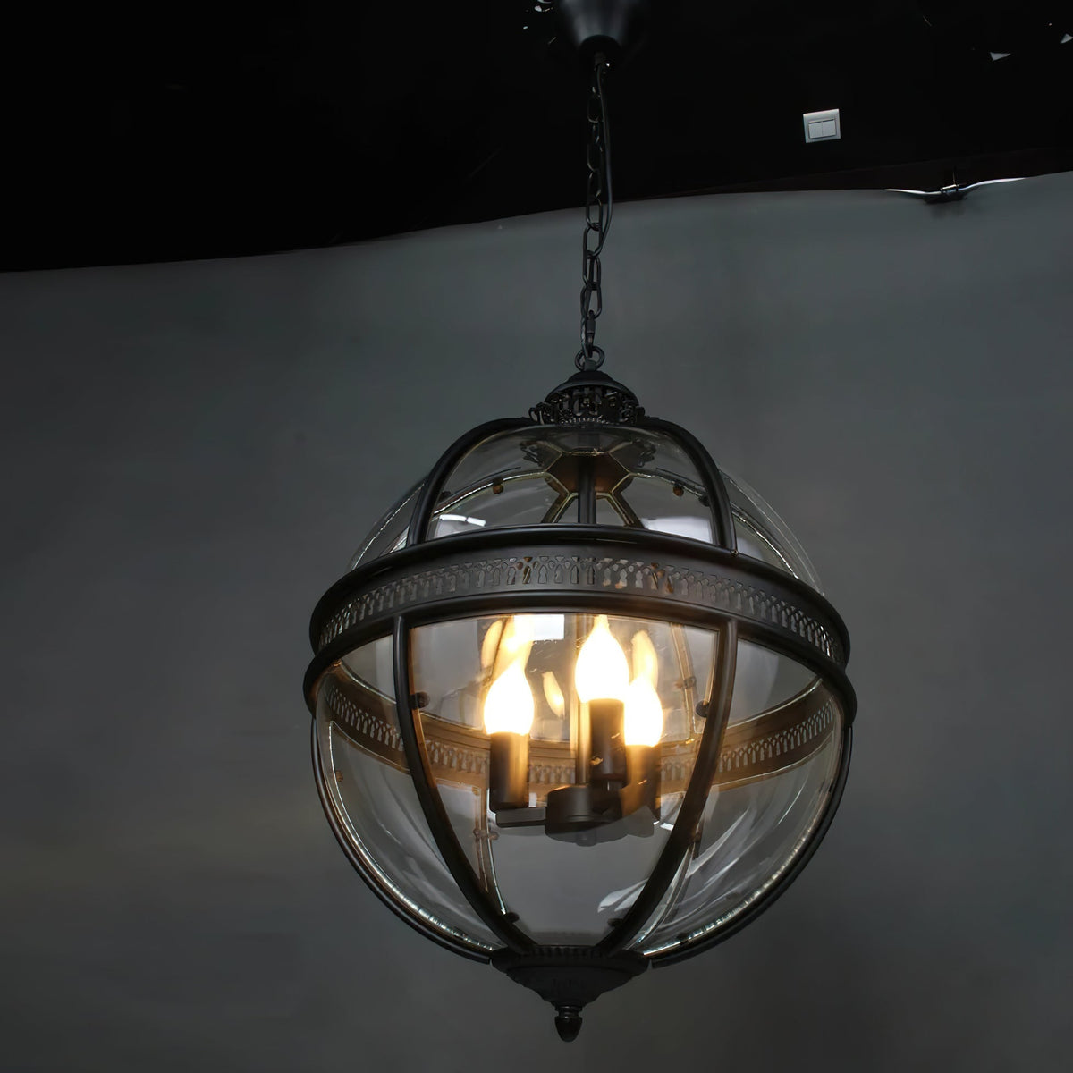Spherical Glass Shade Ceiling Light E12 Socket Hardwired Overhead Fixture for Dining Table Kitchen Island Breakfast Nook Modern Farmhouse
