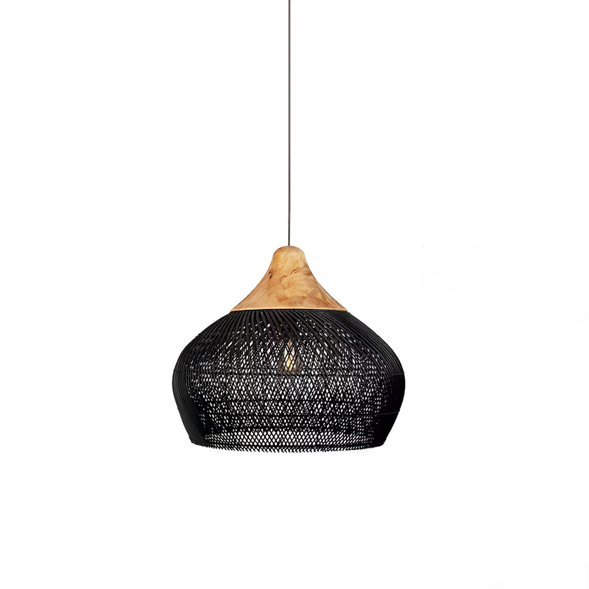 Handwoven Rattan Ceiling Light Fixture for Dining Room and Kitchen Island Over Table Adjustable Drop Natural Fiber Pendant Shade Wood Metal