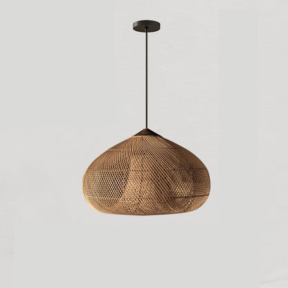 Handwoven Rattan Ceiling Light Fixture for Dining Room and Kitchen Island Over Table Adjustable Drop Natural Fiber Pendant Shade Wood Metal