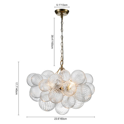 Multi-Globe Textured Glass Ceiling Fixture with Adjustable Chain Hardwired Dimmable Lighting for Dining Room Entryway Bedroom