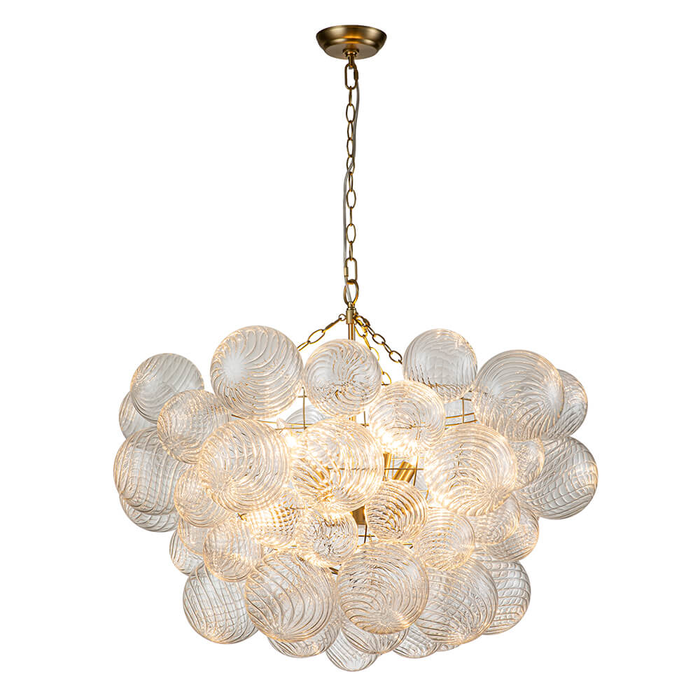 Multi-Globe Textured Glass Ceiling Fixture with Adjustable Chain Hardwired Dimmable Lighting for Dining Room Entryway Bedroom