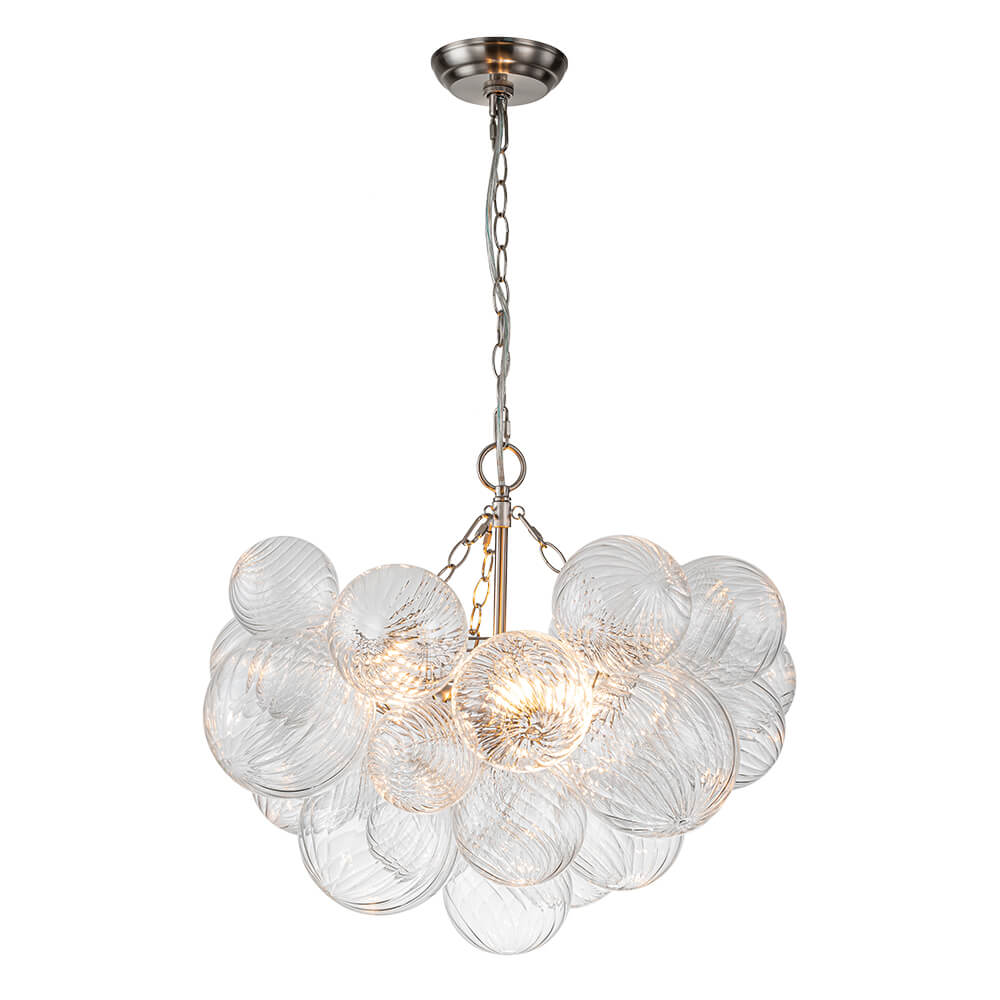 Multi-Globe Textured Glass Ceiling Fixture with Adjustable Chain Hardwired Dimmable Lighting for Dining Room Entryway Bedroom