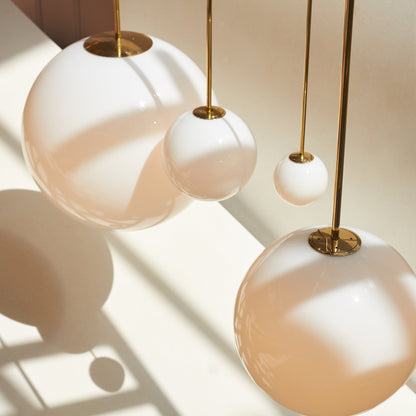 Frosted Globe Ceiling Light Brass Finish for Dining Room Bedroom Hallway Modern Suspended Fixture Soft Diffused Glow LED Compatible