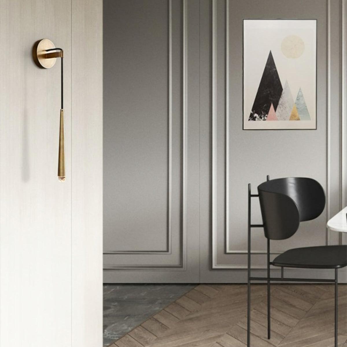 Conical LED Wall Sconce Brass 15 in Vertical Reading Light Bedside Hallway Lighting Modern Minimal Metal Mount Bedroom Accent