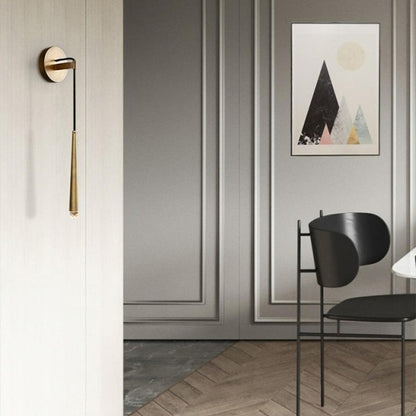 Conical LED Wall Sconce Brass 15 in Vertical Reading Light Bedside Hallway Lighting Modern Minimal Metal Mount Bedroom Accent