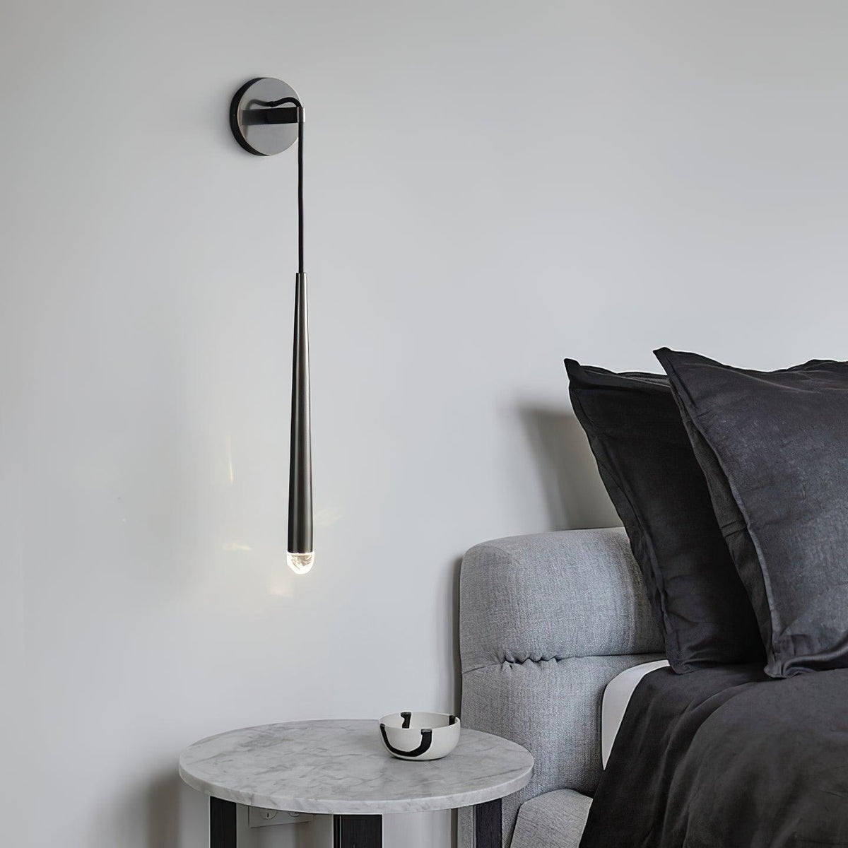 Conical LED Wall Sconce Brass 15 in Vertical Reading Light Bedside Hallway Lighting Modern Minimal Metal Mount Bedroom Accent