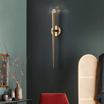 Conical LED Wall Sconce Brass 15 in Vertical Reading Light Bedside Hallway Lighting Modern Minimal Metal Mount Bedroom Accent