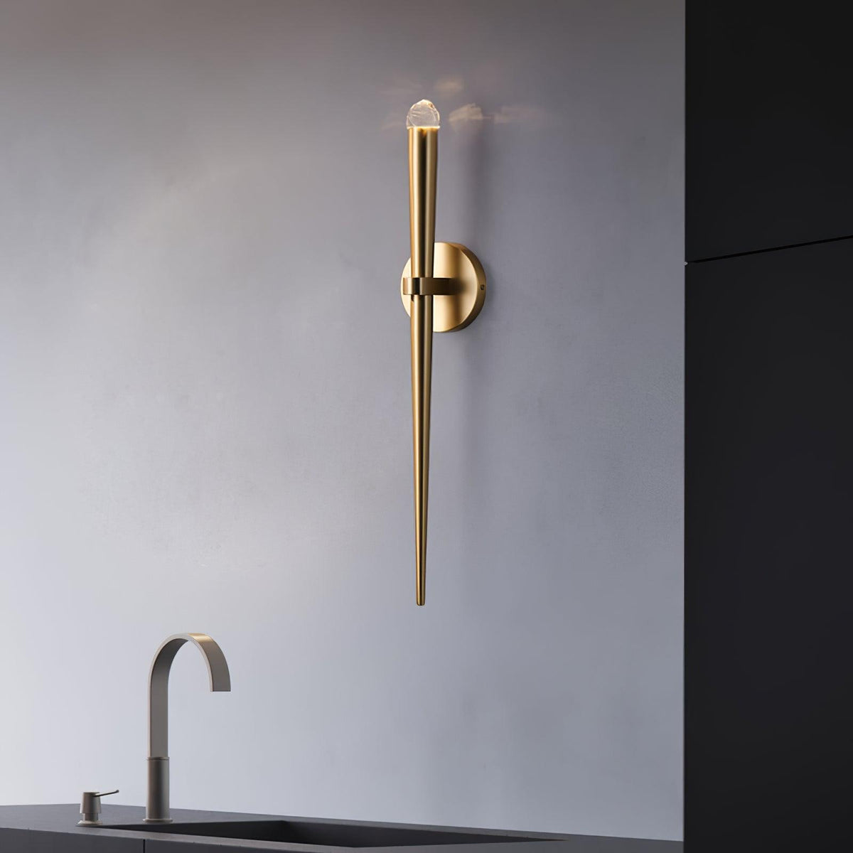 Conical LED Wall Sconce Brass 15 in Vertical Reading Light Bedside Hallway Lighting Modern Minimal Metal Mount Bedroom Accent