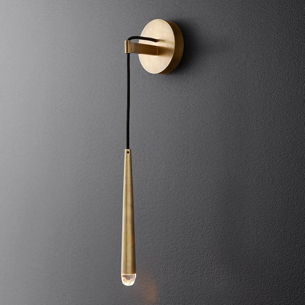 Conical LED Wall Sconce Brass 15 in Vertical Reading Light Bedside Hallway Lighting Modern Minimal Metal Mount Bedroom Accent