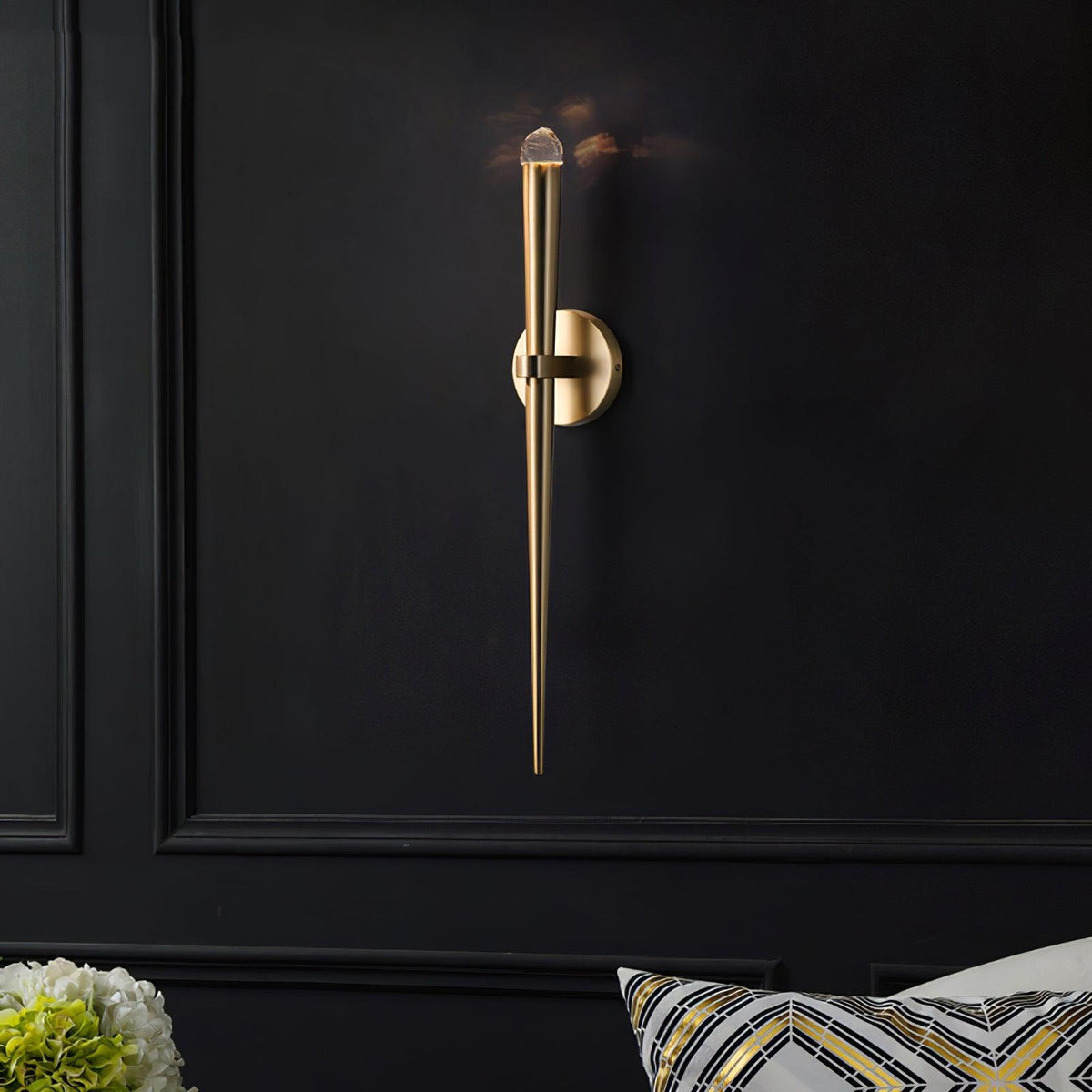 Conical LED Wall Sconce Brass 15 in Vertical Reading Light Bedside Hallway Lighting Modern Minimal Metal Mount Bedroom Accent