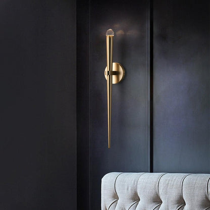 Conical LED Wall Sconce Brass 15 in Vertical Reading Light Bedside Hallway Lighting Modern Minimal Metal Mount Bedroom Accent