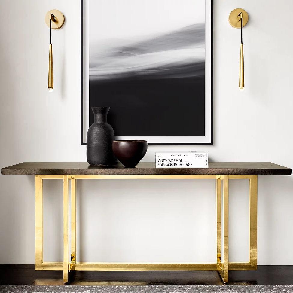 Conical LED Wall Sconce Brass 15 in Vertical Reading Light Bedside Hallway Lighting Modern Minimal Metal Mount Bedroom Accent