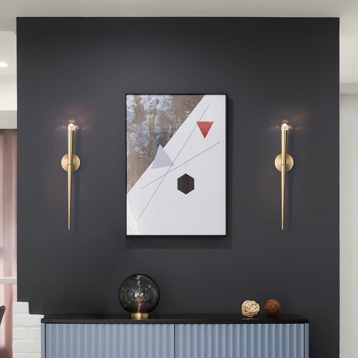 Conical LED Wall Sconce Brass 15 in Vertical Reading Light Bedside Hallway Lighting Modern Minimal Metal Mount Bedroom Accent
