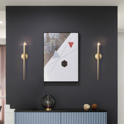 Conical LED Wall Sconce Brass 15 in Vertical Reading Light Bedside Hallway Lighting Modern Minimal Metal Mount Bedroom Accent