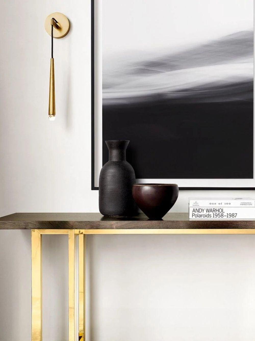Conical LED Wall Sconce Brass 15 in Vertical Reading Light Bedside Hallway Lighting Modern Minimal Metal Mount Bedroom Accent