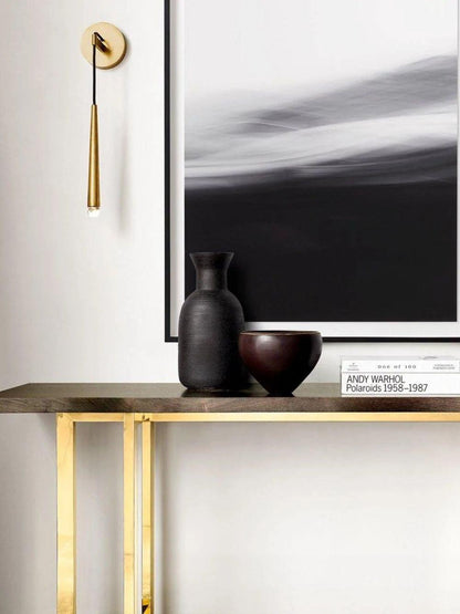 Conical LED Wall Sconce Brass 15 in Vertical Reading Light Bedside Hallway Lighting Modern Minimal Metal Mount Bedroom Accent
