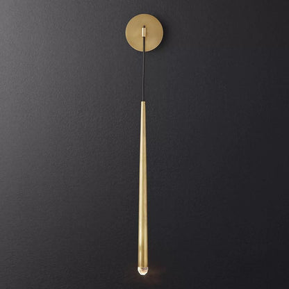 Conical LED Wall Sconce Brass 15 in Vertical Reading Light Bedside Hallway Lighting Modern Minimal Metal Mount Bedroom Accent