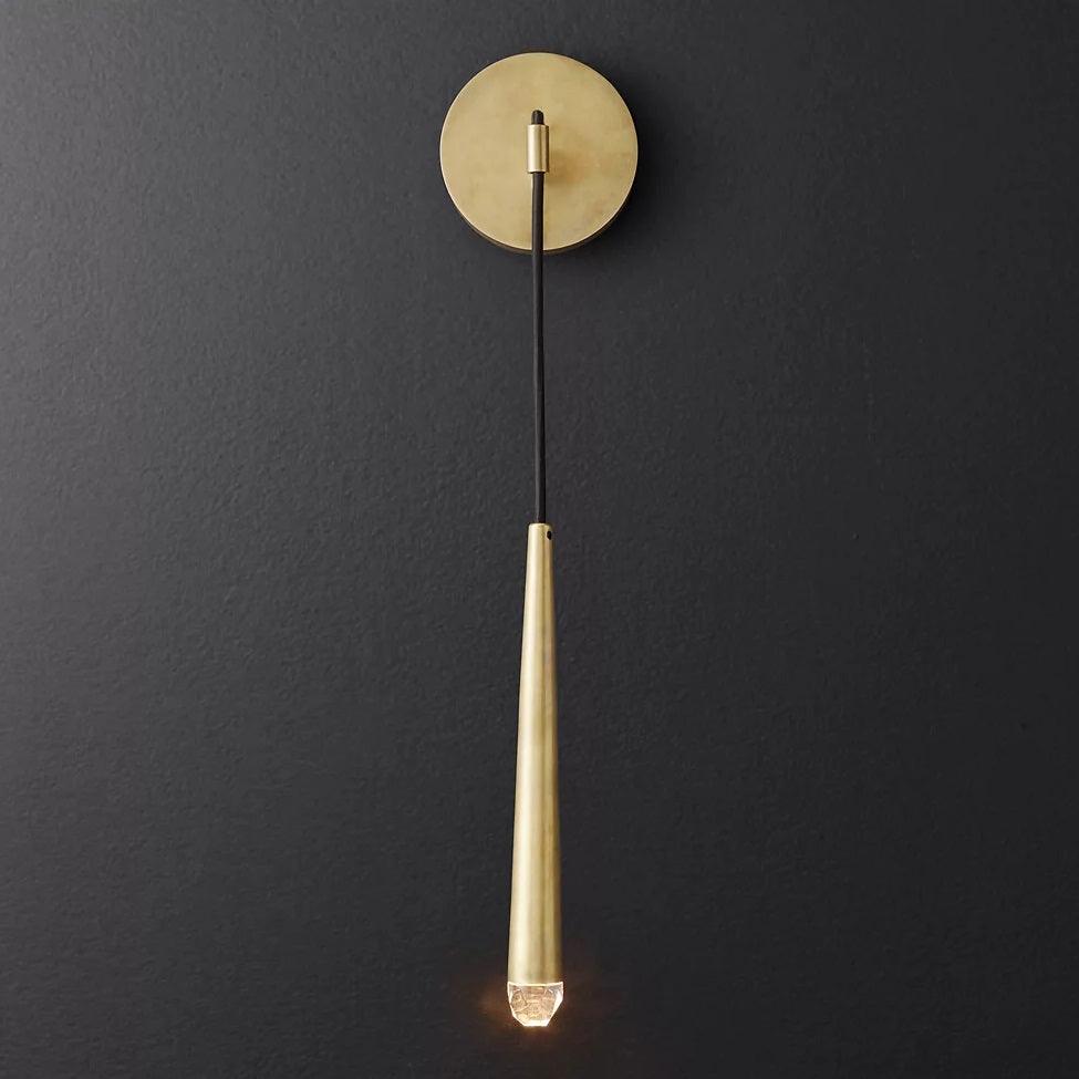 Conical LED Wall Sconce Brass 15 in Vertical Reading Light Bedside Hallway Lighting Modern Minimal Metal Mount Bedroom Accent