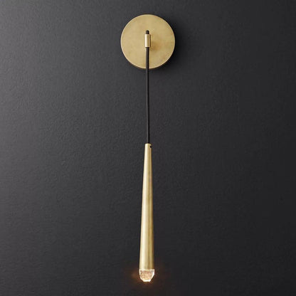Conical LED Wall Sconce Brass 15 in Vertical Reading Light Bedside Hallway Lighting Modern Minimal Metal Mount Bedroom Accent