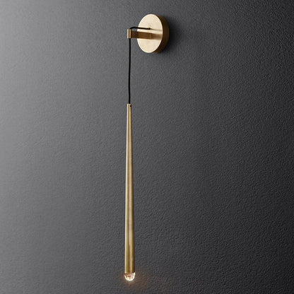 Conical LED Wall Sconce Brass 15 in Vertical Reading Light Bedside Hallway Lighting Modern Minimal Metal Mount Bedroom Accent