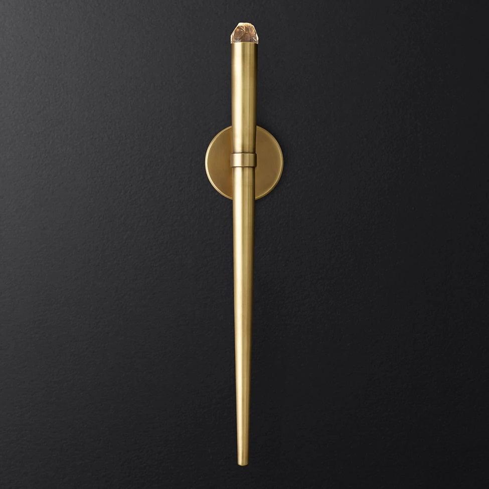 Conical LED Wall Sconce Brass 15 in Vertical Reading Light Bedside Hallway Lighting Modern Minimal Metal Mount Bedroom Accent
