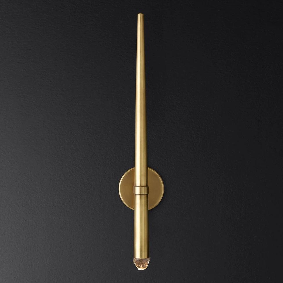 Conical LED Wall Sconce Brass 15 in Vertical Reading Light Bedside Hallway Lighting Modern Minimal Metal Mount Bedroom Accent