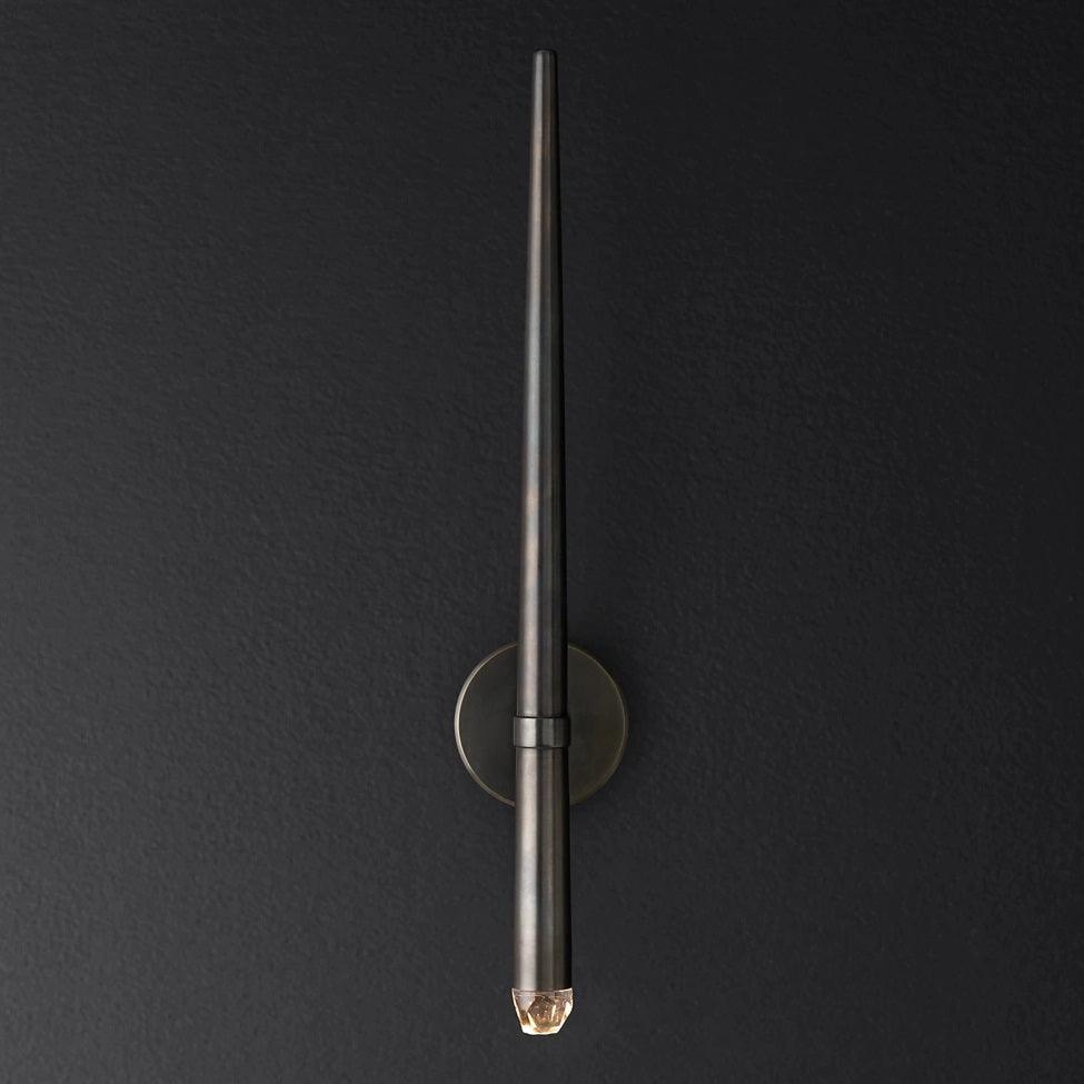Conical LED Wall Sconce Brass 15 in Vertical Reading Light Bedside Hallway Lighting Modern Minimal Metal Mount Bedroom Accent