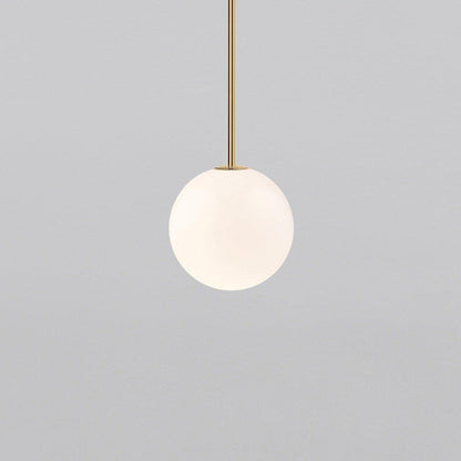 Frosted Globe Ceiling Light Brass Finish for Dining Room Bedroom Hallway Modern Suspended Fixture Soft Diffused Glow LED Compatible