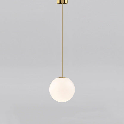 Frosted Globe Ceiling Light Brass Finish for Dining Room Bedroom Hallway Modern Suspended Fixture Soft Diffused Glow LED Compatible