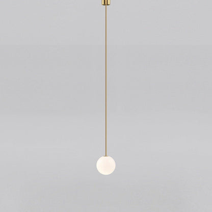 Frosted Globe Ceiling Light Brass Finish for Dining Room Bedroom Hallway Modern Suspended Fixture Soft Diffused Glow LED Compatible