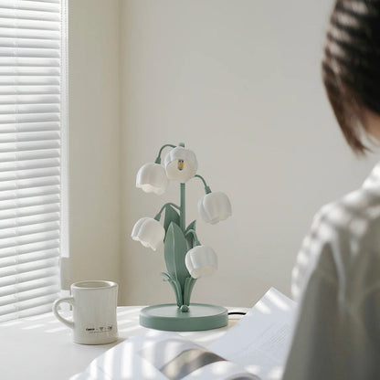 Breezy Orchid Table Lamp | Ceramic, Soft Glow for Bedside and Desk